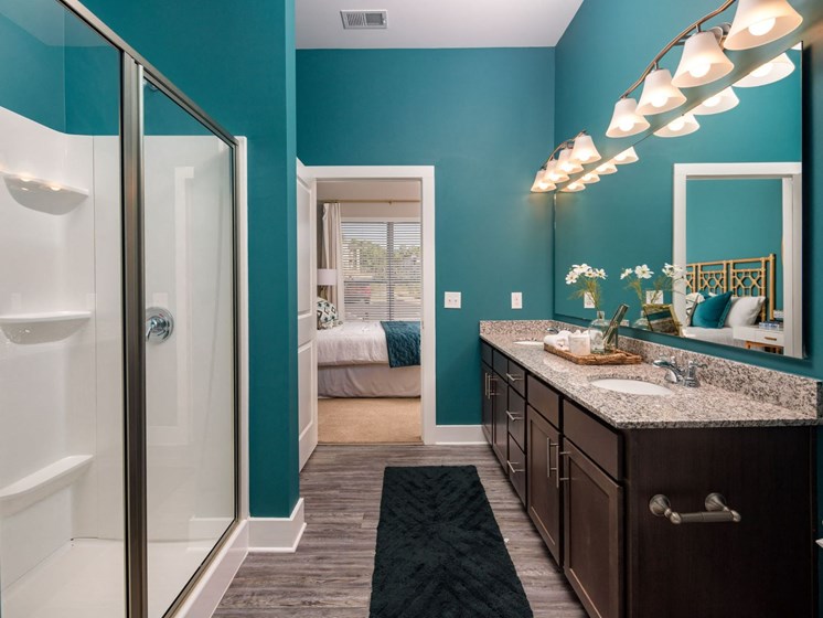 Renovated Bathrooms With Quartz Counters at Abberly Solaire Apartment Homes, North Carolina